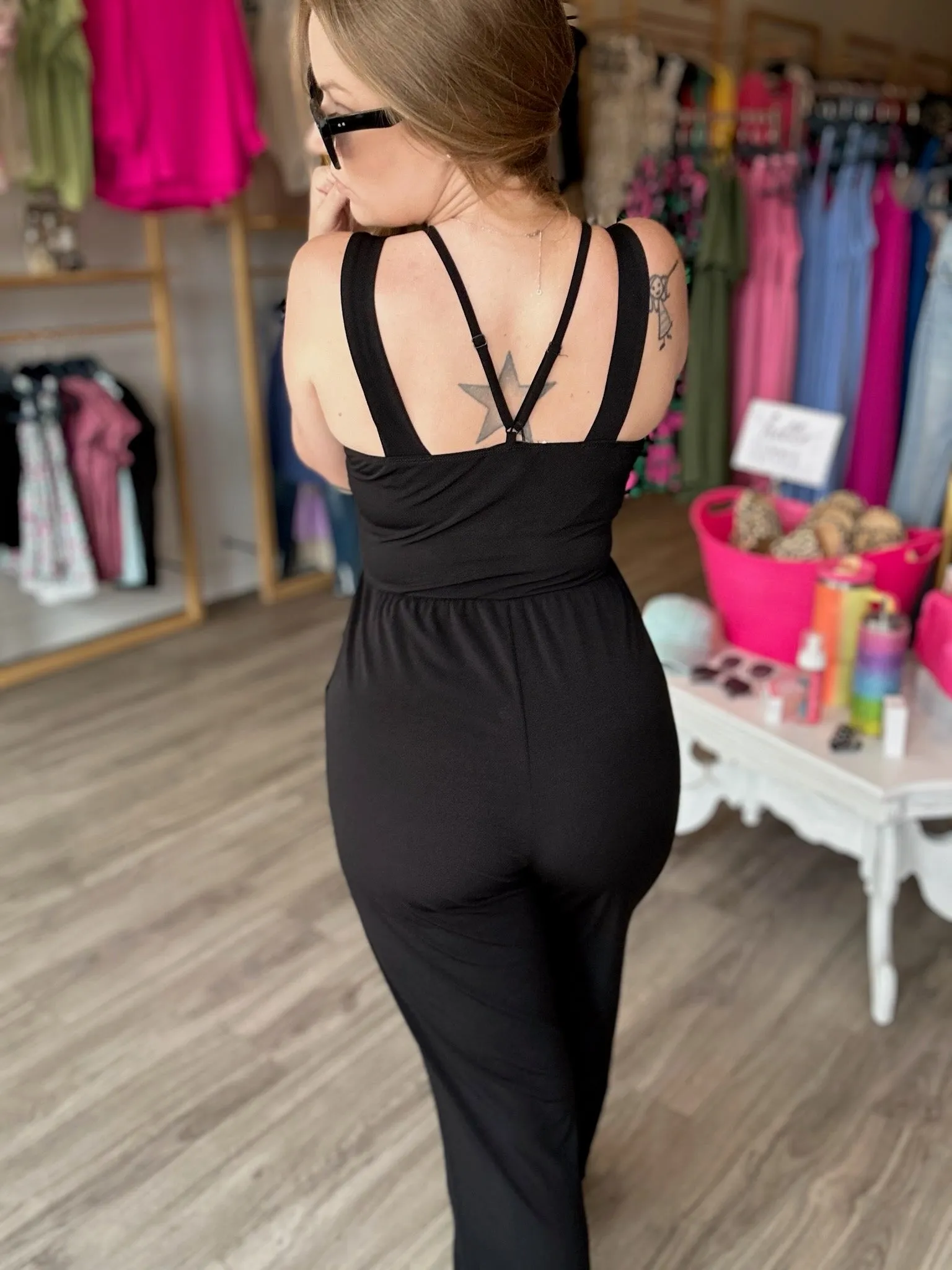 Black Tank Pocketed JumpSuit