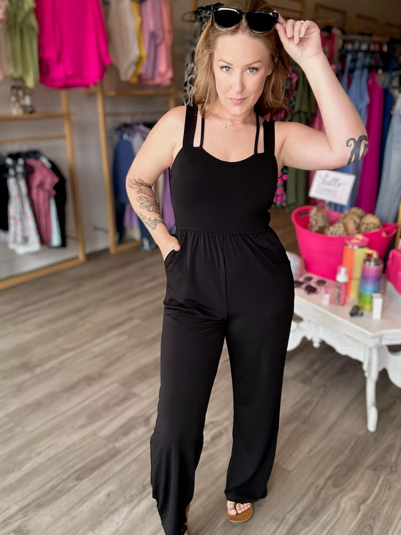 Black Tank Pocketed JumpSuit
