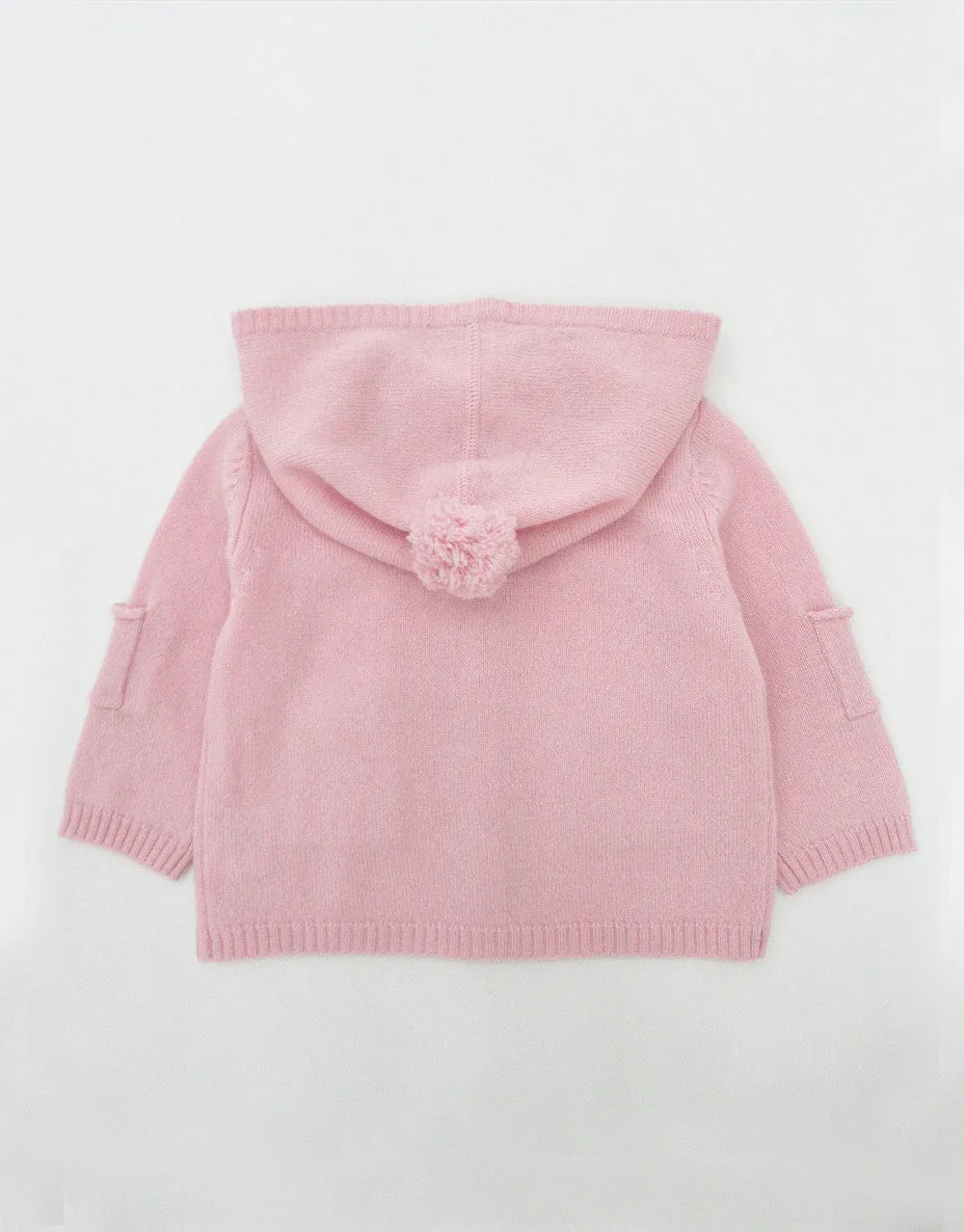 Cashmere Hooded Baby Cardigan in Rosy