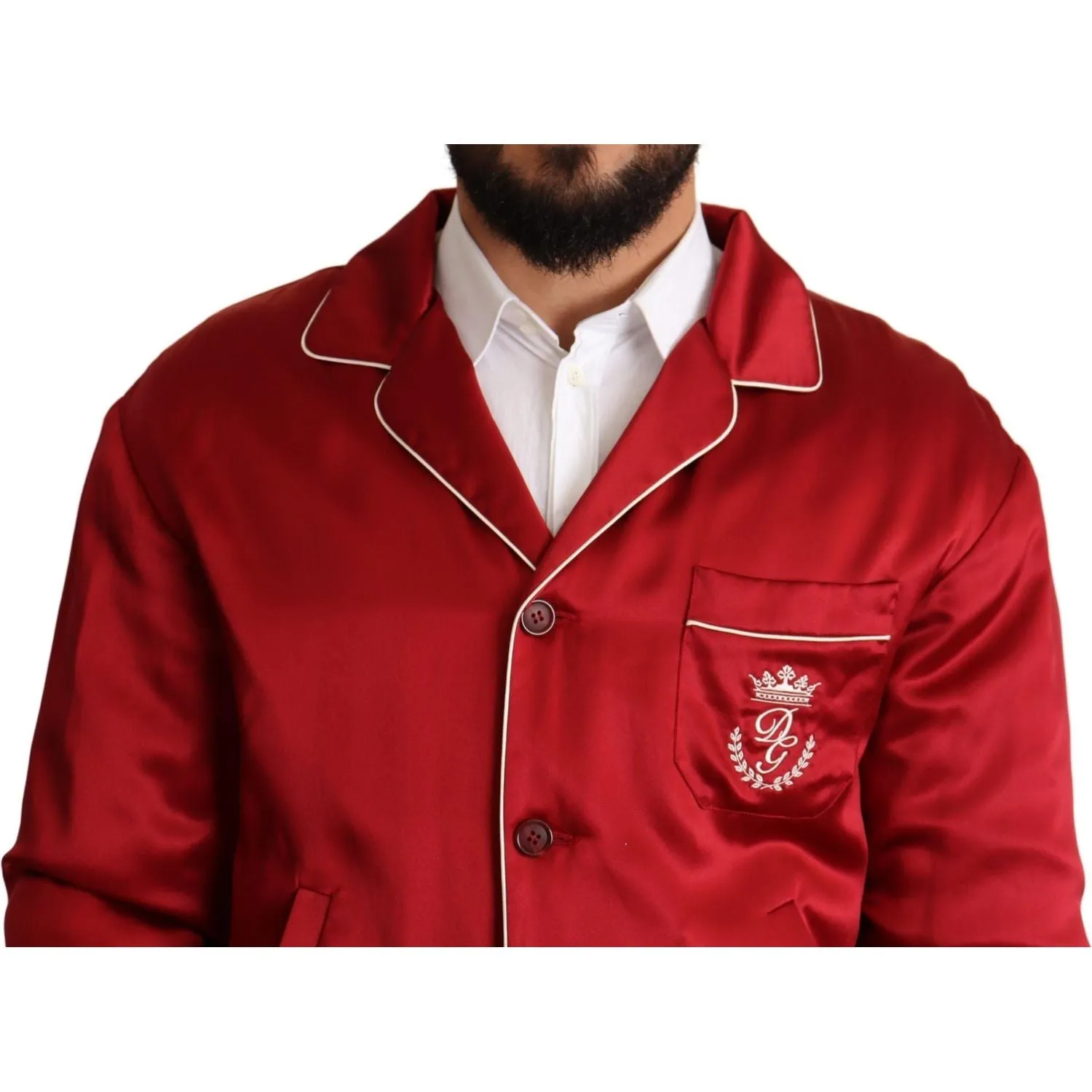 Dolce & Gabbana Sumptuous Silk Red Bomber Jacket