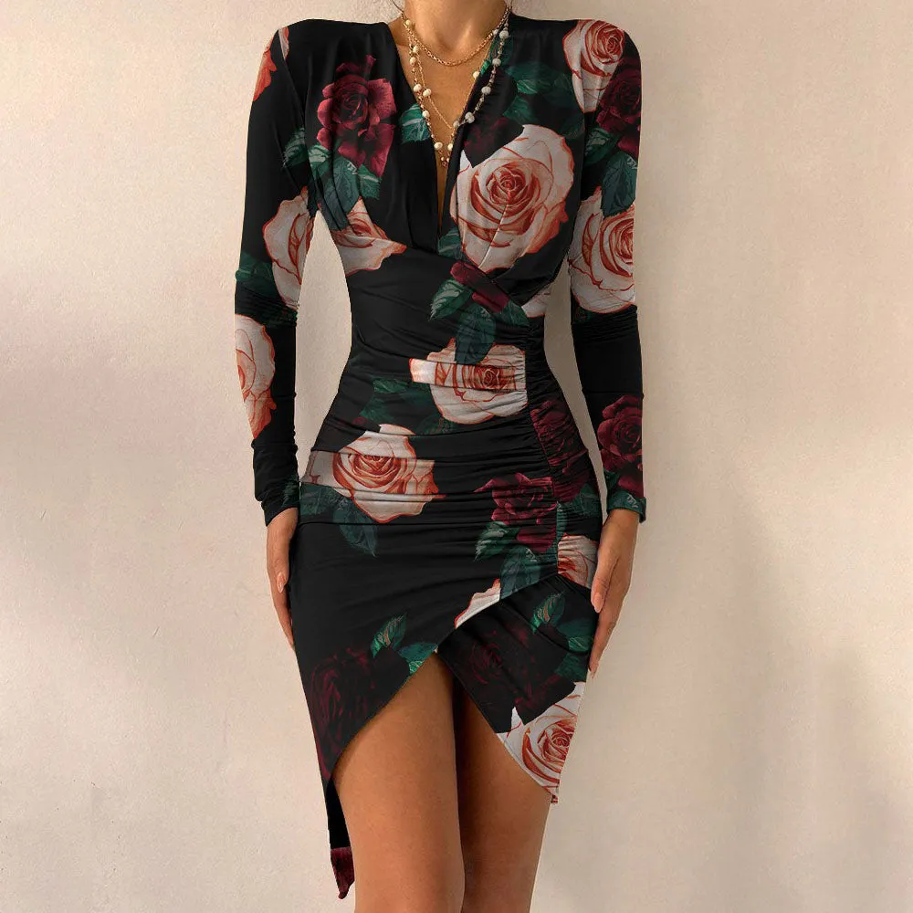 Elegant Milk Silk Slit Long Sleeve Dress 8 Design Choices