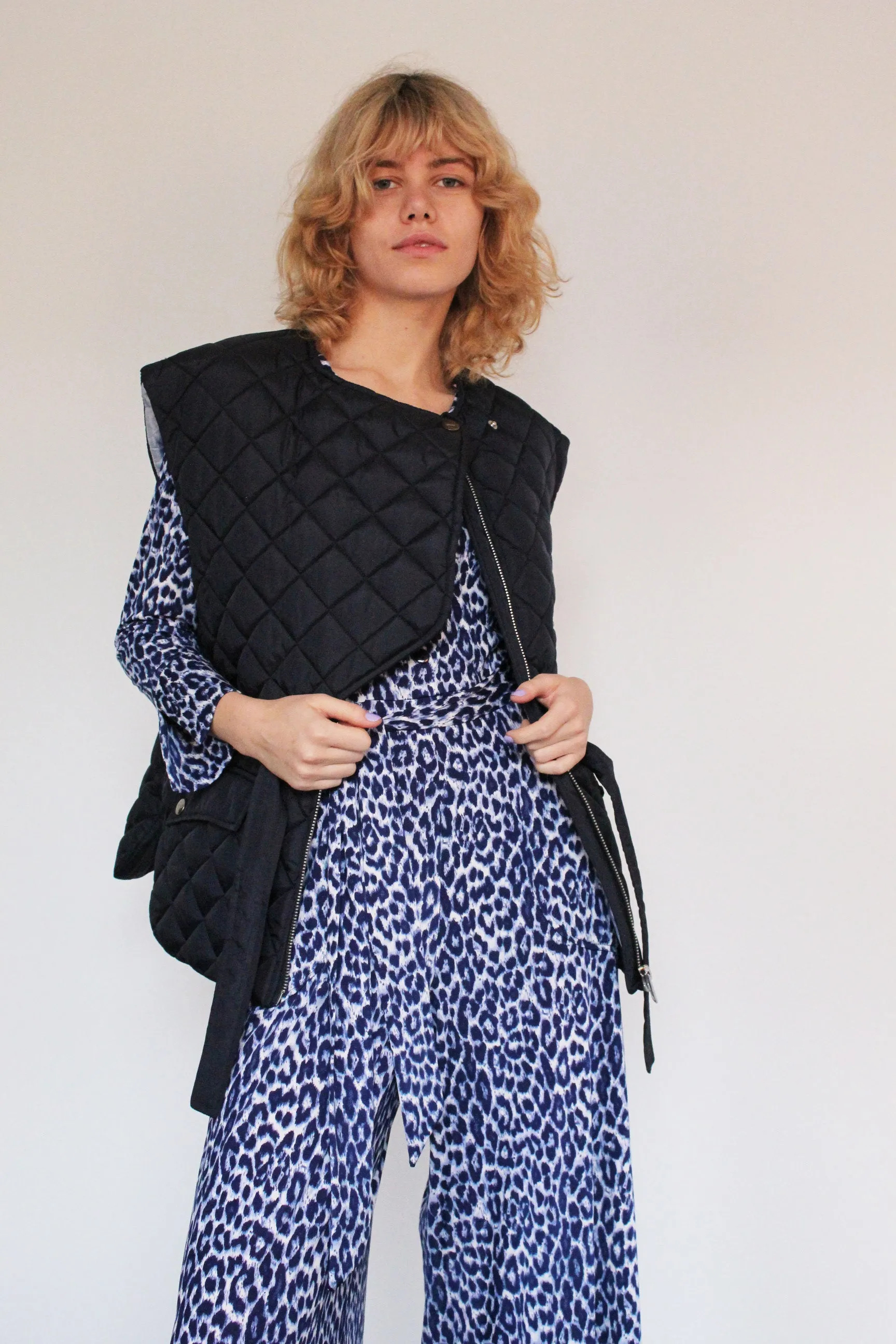 GANNI F6483 Ripstop Quilt Vest in Sky Captain