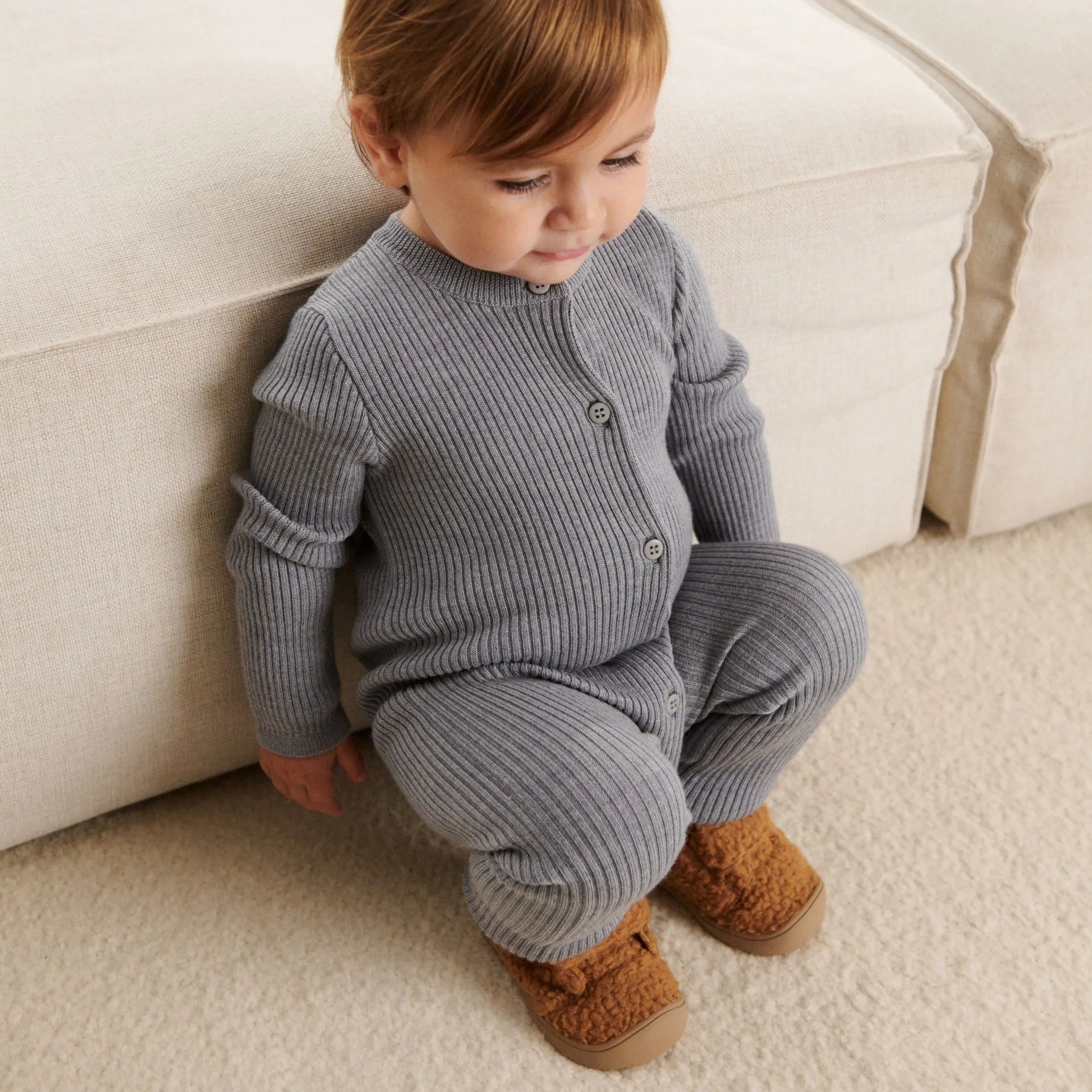 Igor Ribbed Merino Onesie (Grey Melange)