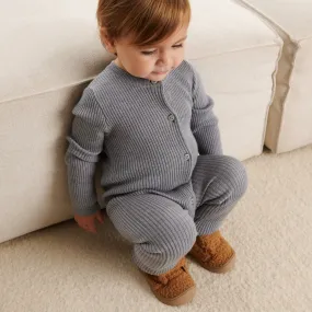 Igor Ribbed Merino Onesie (Grey Melange)