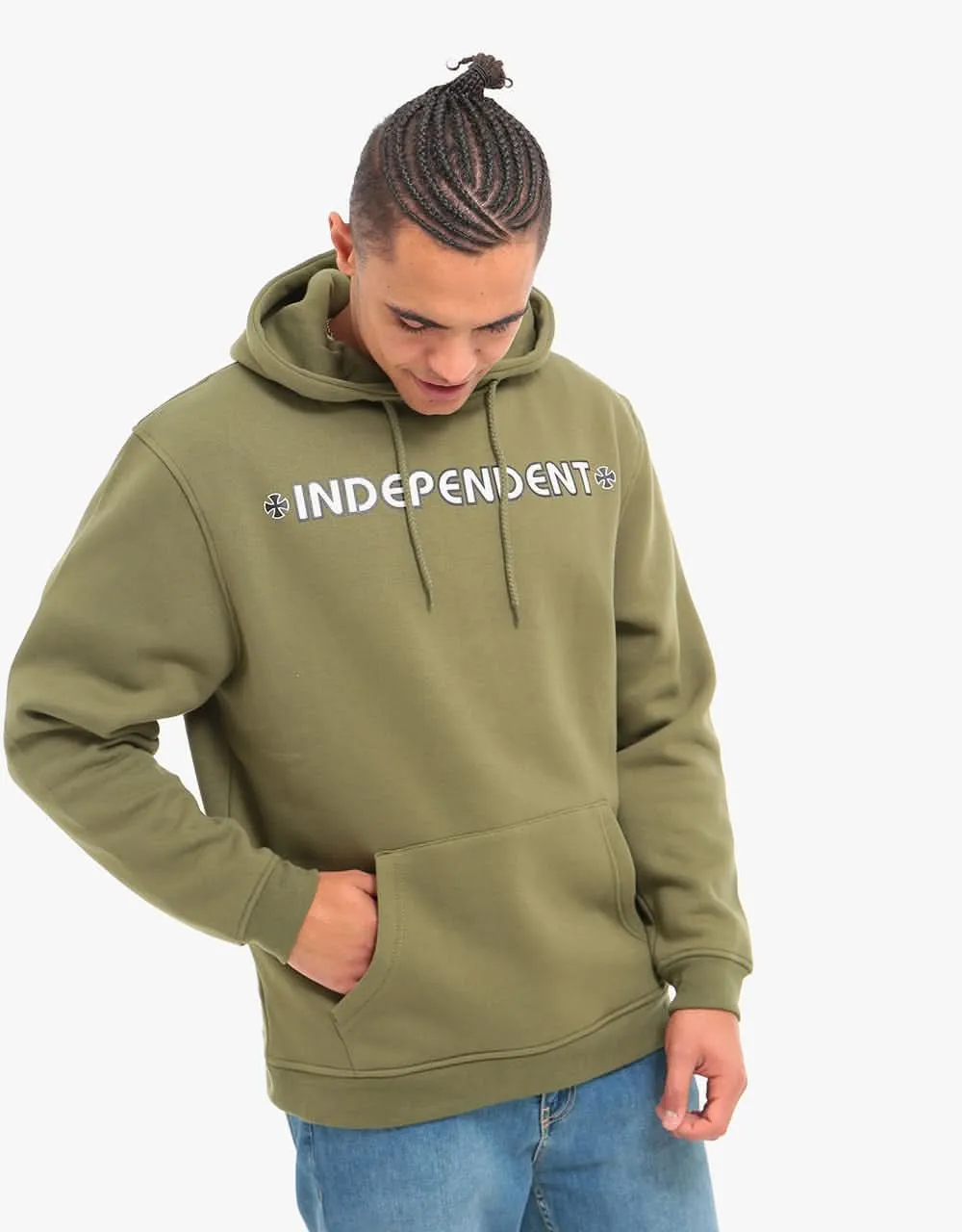 Independent Bar Cross Pullover Hoodie - Army Green