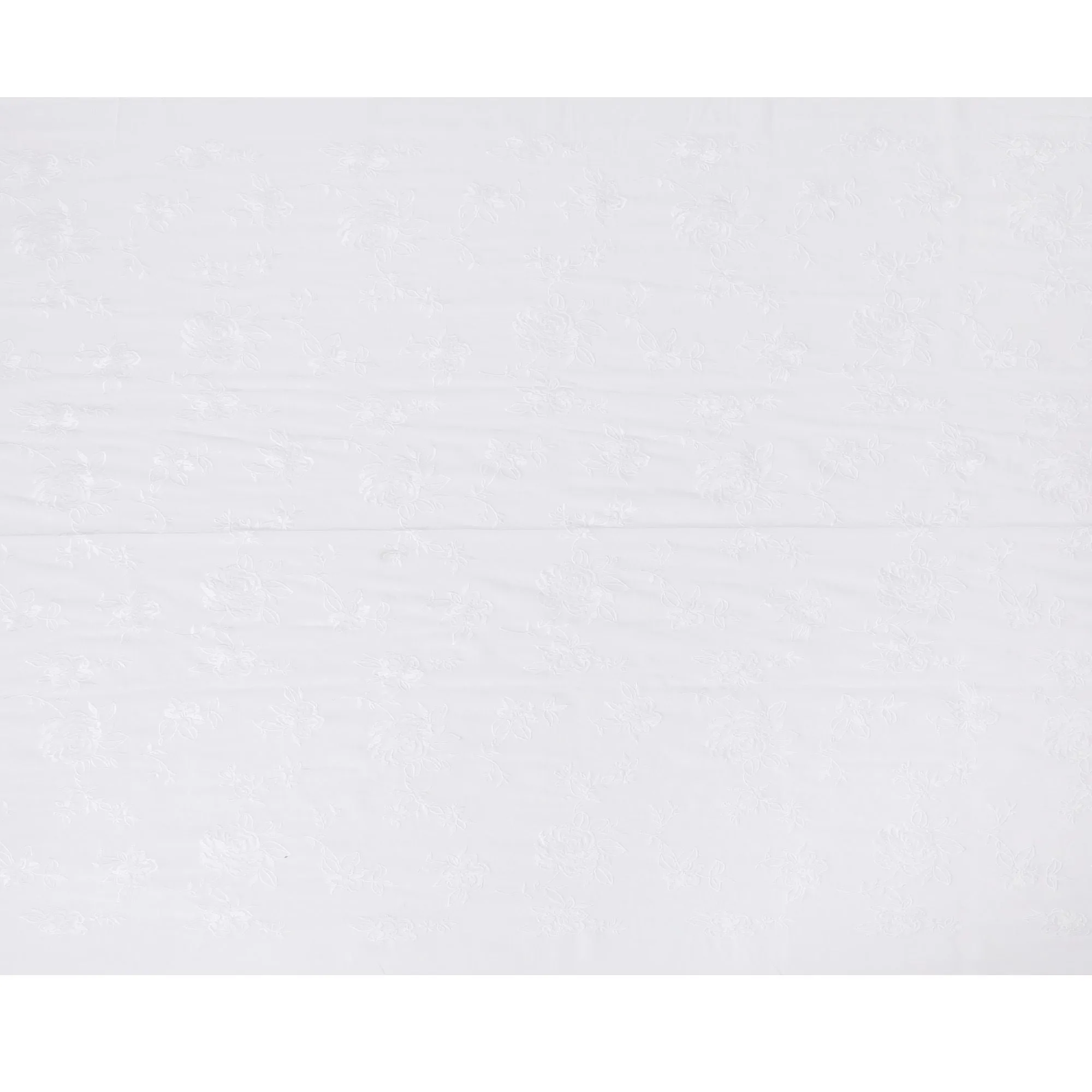 Ivory Elegance Embroidered Cotton Voile Fabric - 110cm Width-D17559
