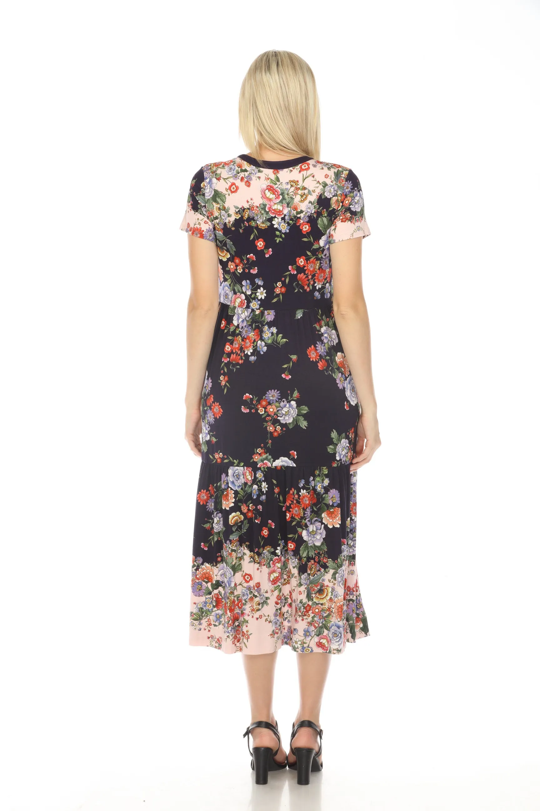 Johnny Was The Janie Elsa Favorite Tiered Henley Knit Dress Boho Chic T35324