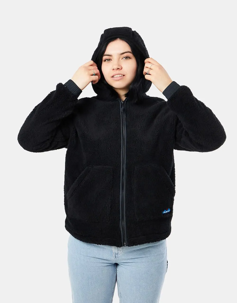 KAVU Womens Cozy Harbor Hooded Fleece - Black Chalet