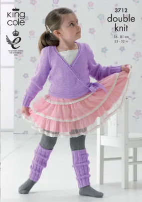 King Cole 3712 Double Knitting Pattern - Ballet Cardigans & Leg Warmers DK (22-32in)
