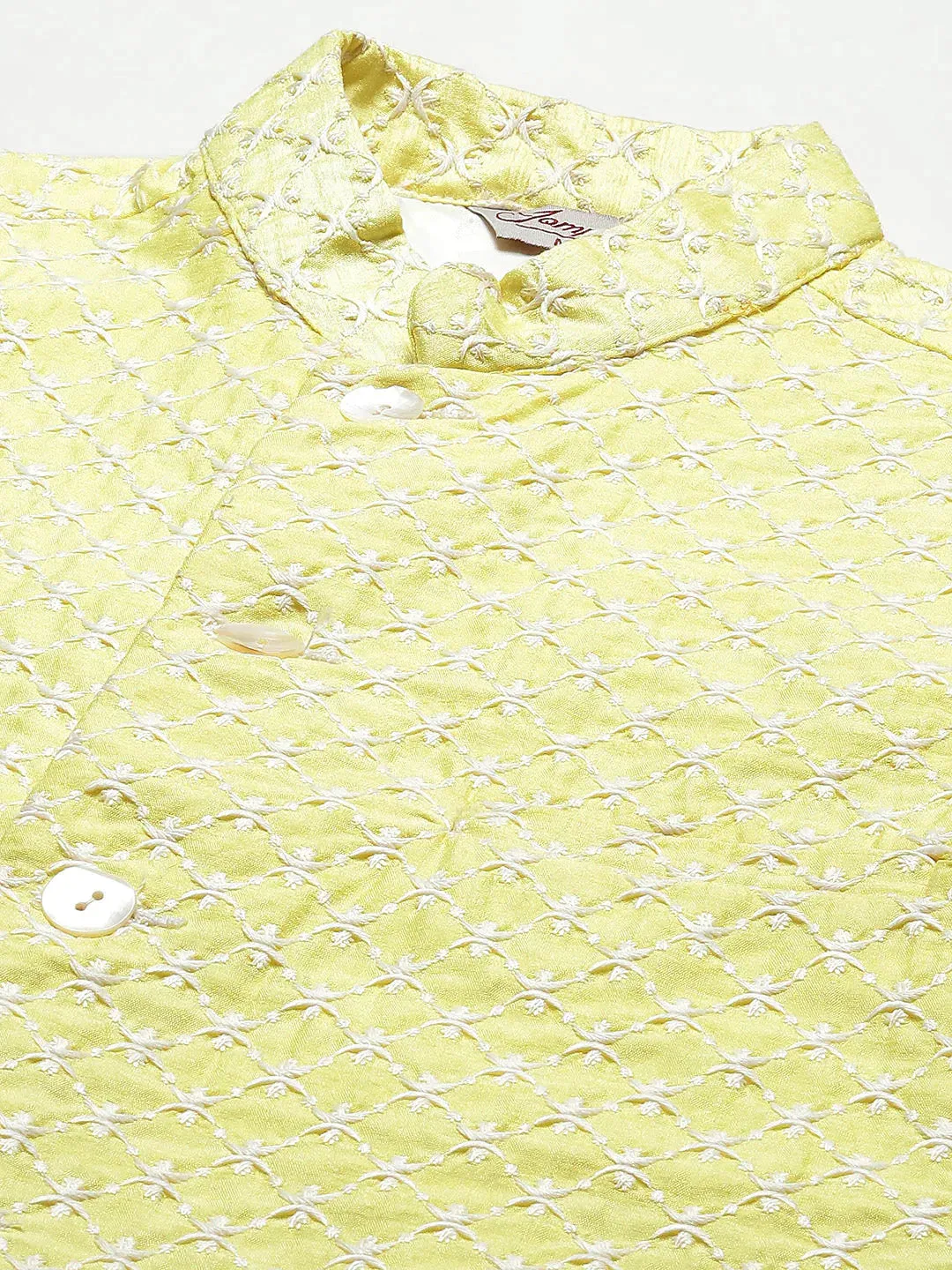 Men'S Embroidered Nehru Jacket & Kurta Pyjama