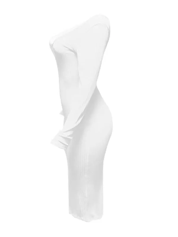 Momyknows Off Shoulder Knit Party Bodycon Baby Shower Pencil Pregnant Maternity Sweater Maxi Dress