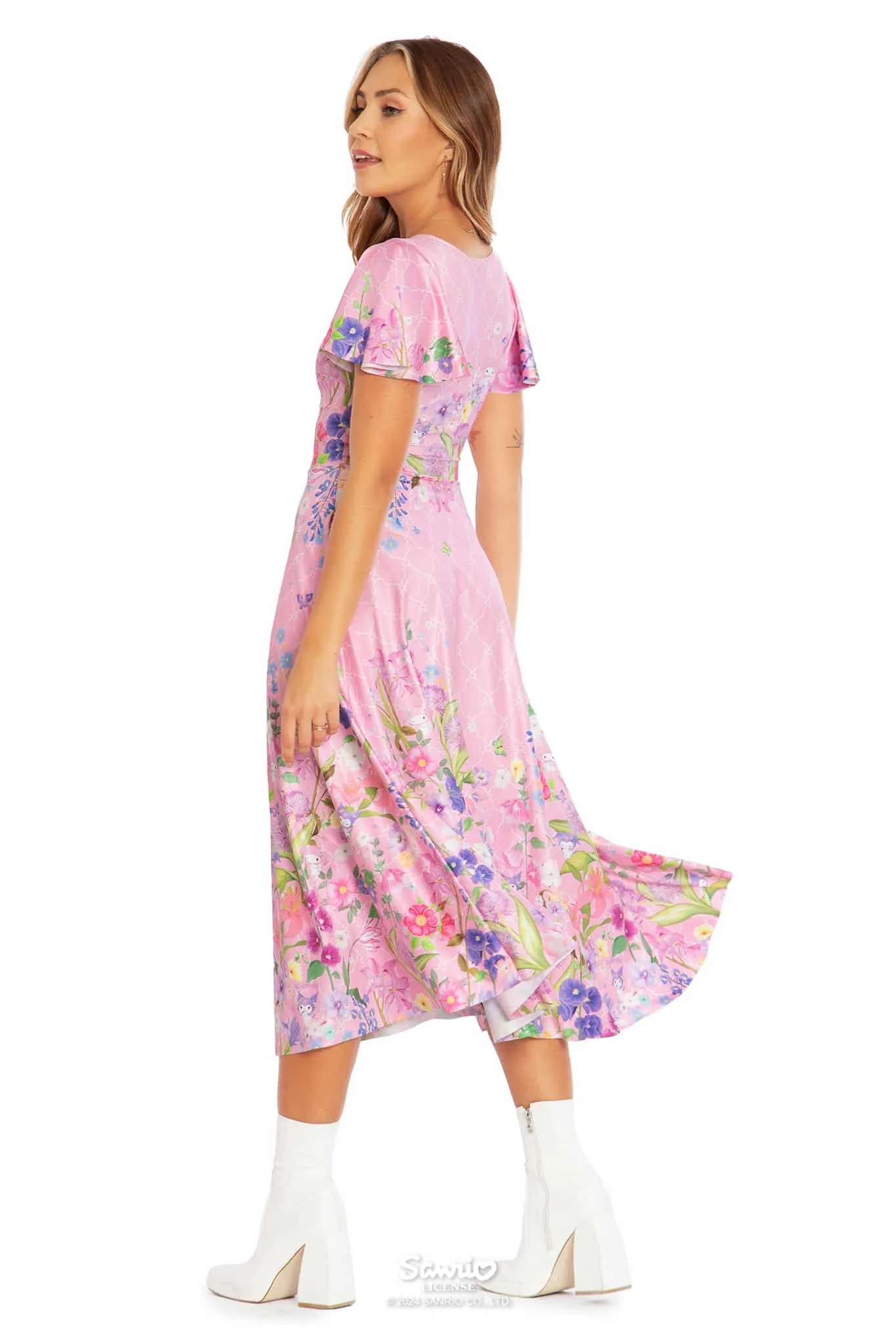 My Melody And Kuromi Floral Pink Rio Marilyn Midaxi Dress
