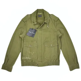 Saint Laurent - Distressed Military Twill Aviator Jacket
