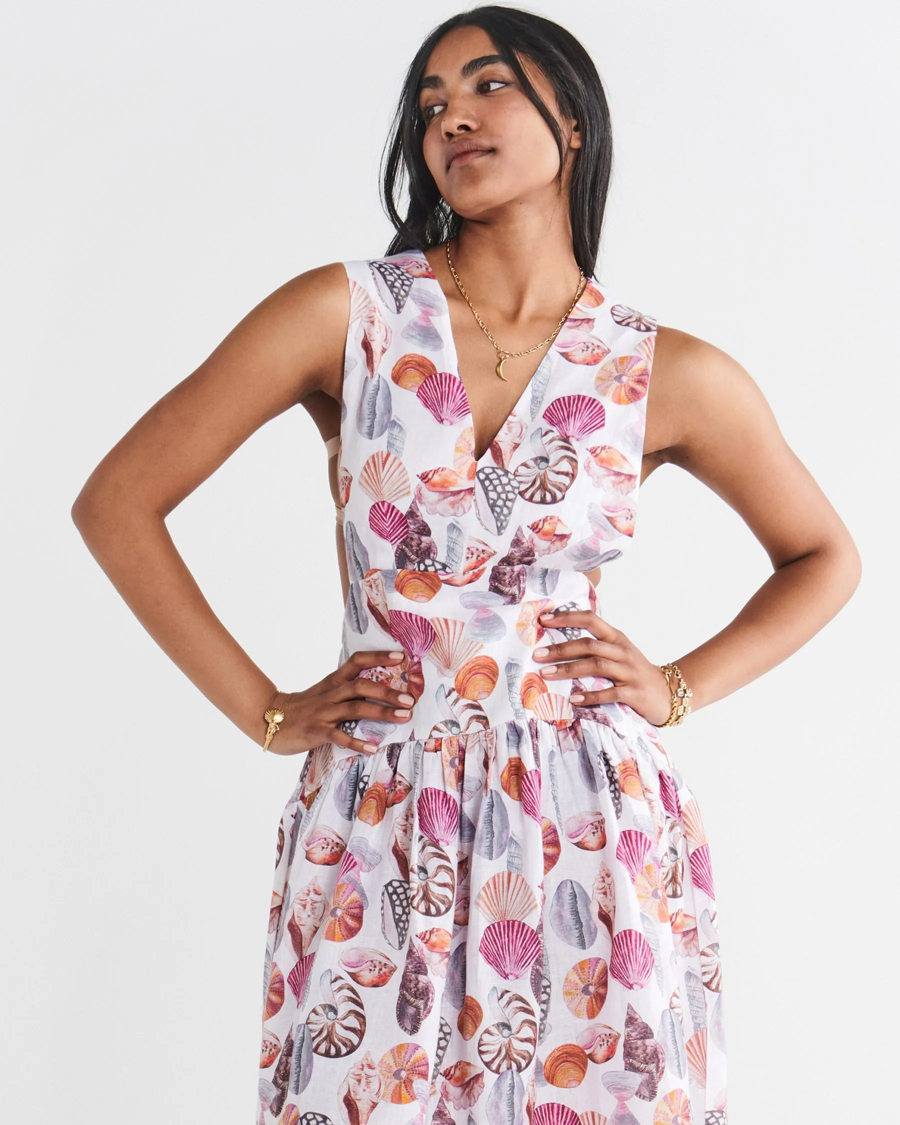 Seashore Linen Crossover Dress