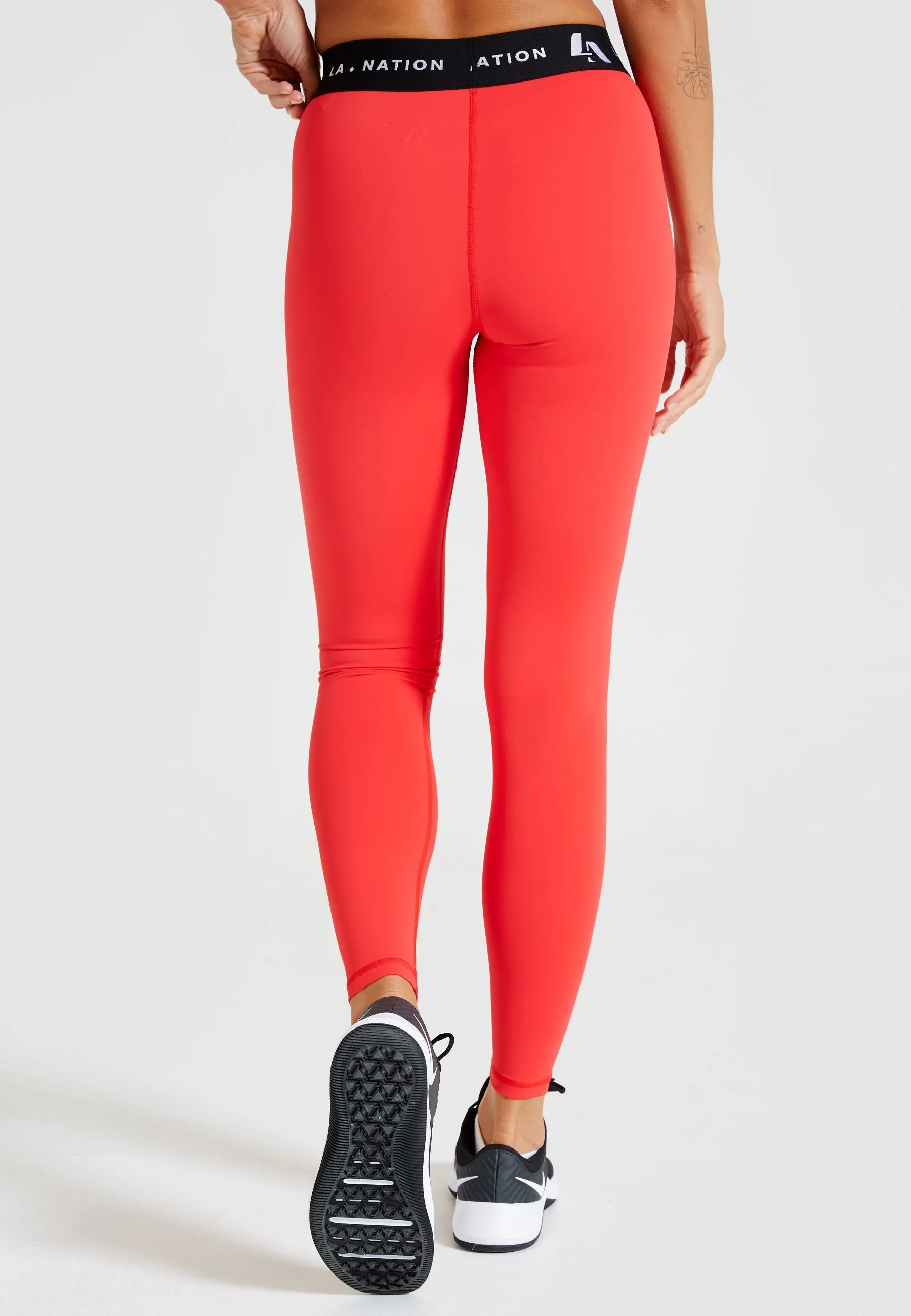 Signature High Waisted Full Length Leggings-Red