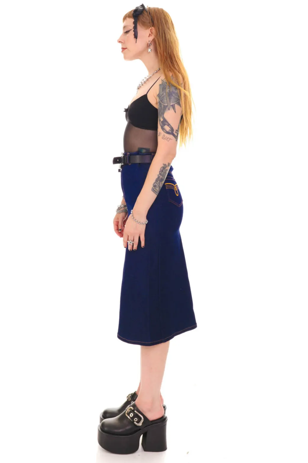 Vintage Y2K Dollhouse Denim Maxi Skirt - XS/S