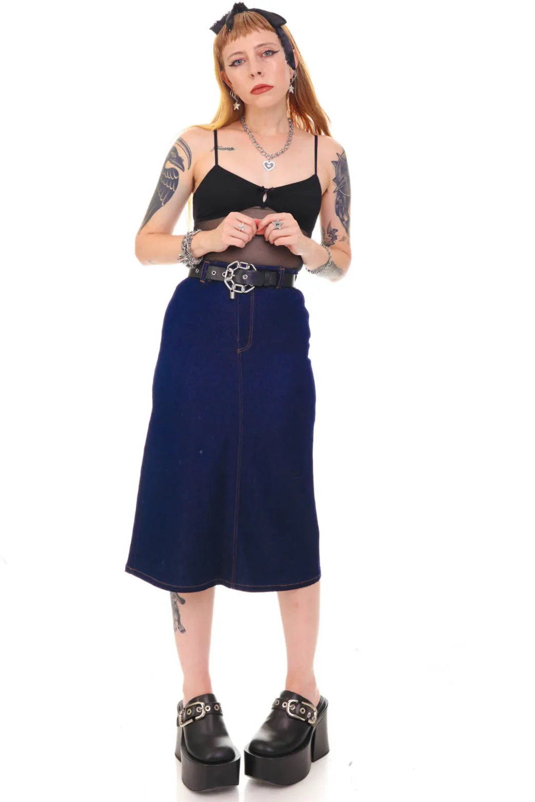 Vintage Y2K Dollhouse Denim Maxi Skirt - XS/S