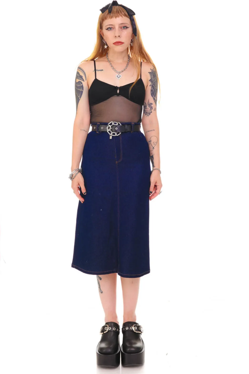 Vintage Y2K Dollhouse Denim Maxi Skirt - XS/S