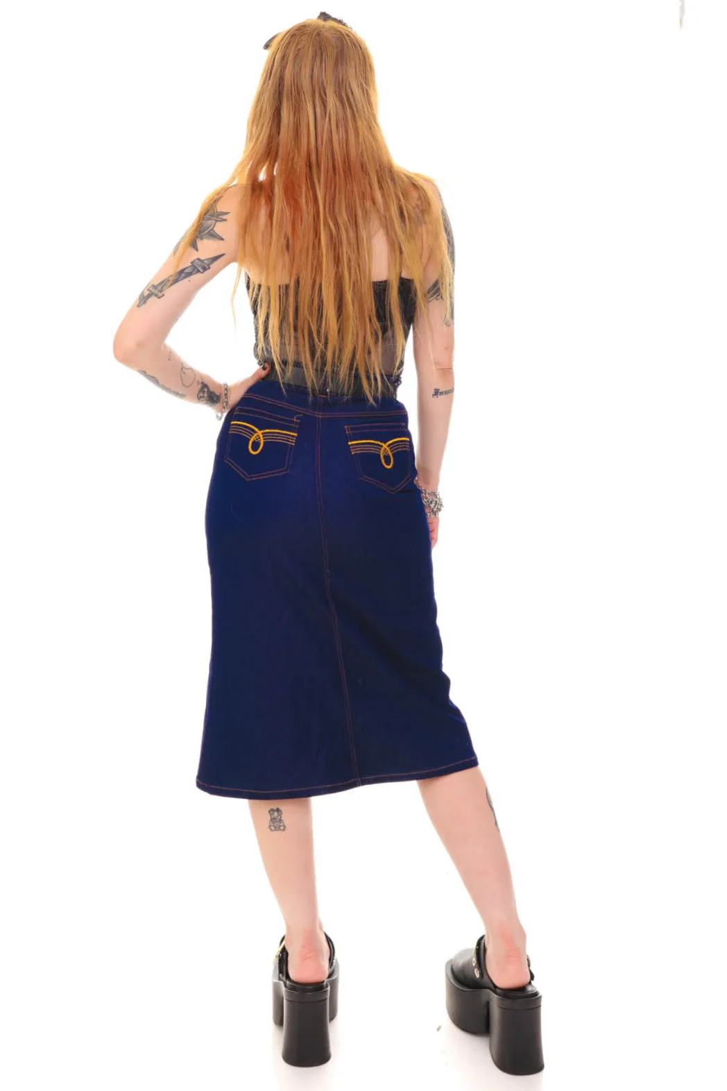 Vintage Y2K Dollhouse Denim Maxi Skirt - XS/S