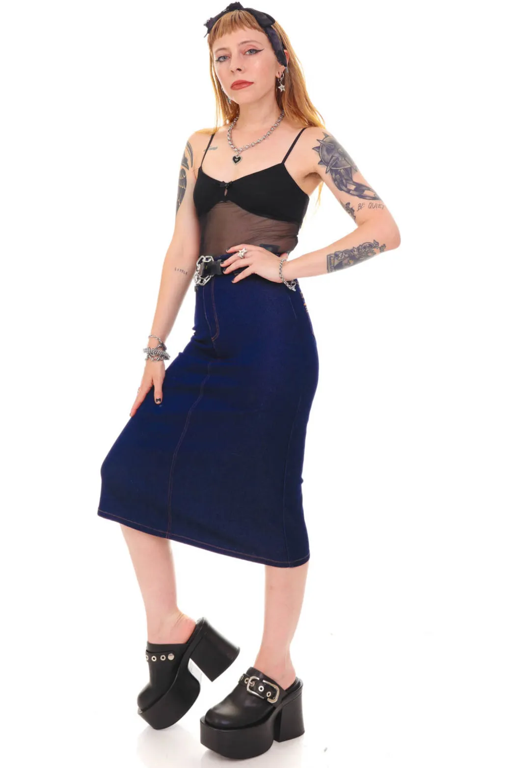 Vintage Y2K Dollhouse Denim Maxi Skirt - XS/S